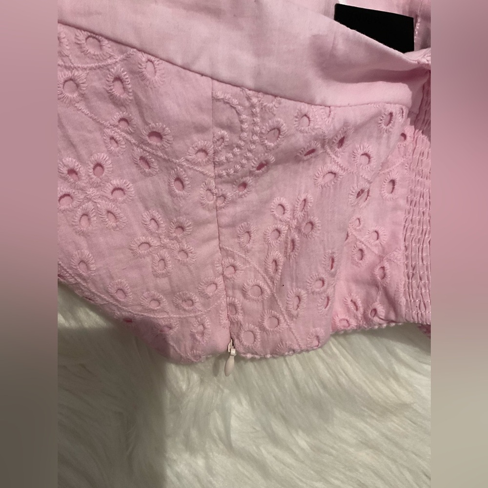 Pink Eyelet Crop Top - Picture 7 of 9
